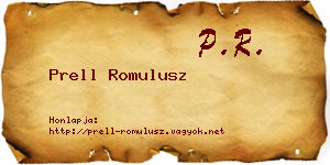 Prell Romulusz névjegykártya